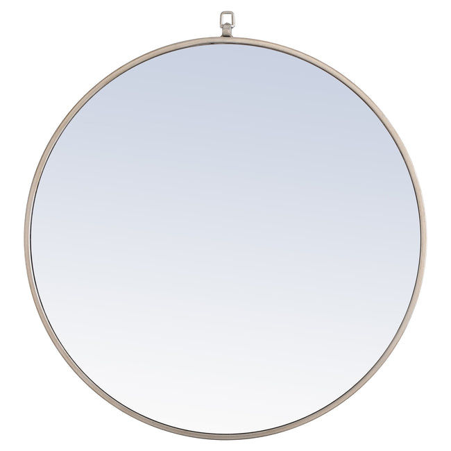 MR4056S Rowan 28" x 28" Metal Framed Round Mirror with Decorative Hook in Silver