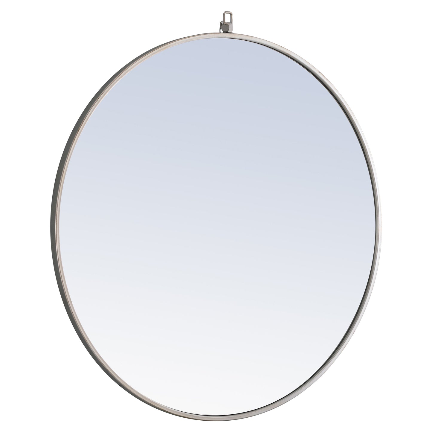 MR4059S Rowan 32" x 32" Metal Framed Round Mirror with Decorative Hook in Silver