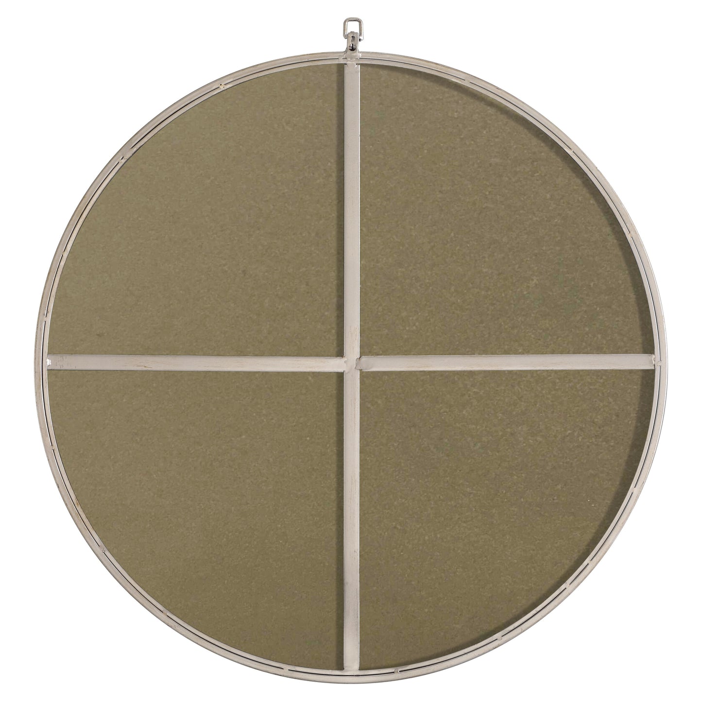 MR4059S Rowan 32" x 32" Metal Framed Round Mirror with Decorative Hook in Silver