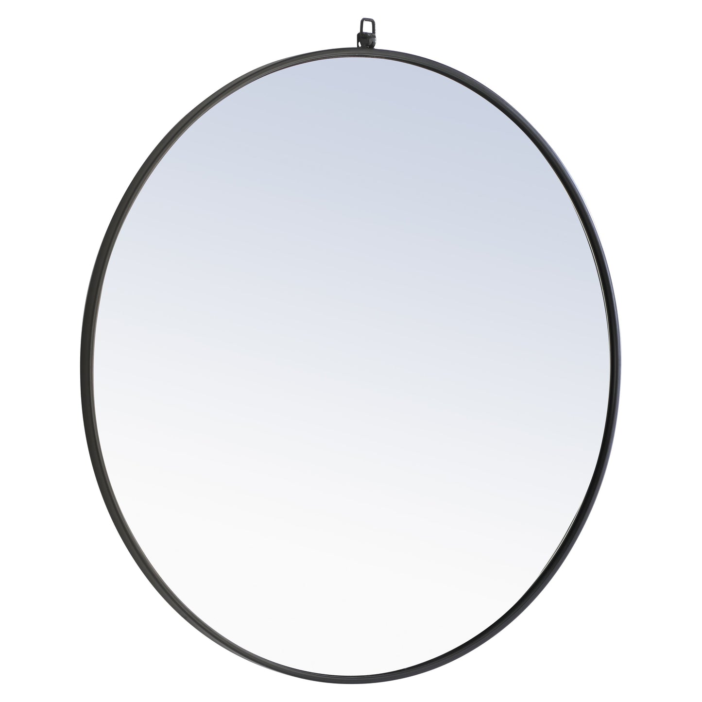 MR4061BK Rowan 36" x 36" Metal Framed Round Mirror with Decorative Hook in Black