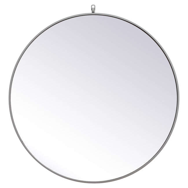 MR4061GR Rowan 36" x 36" Metal Framed Round Mirror with Decorative Hook in Grey