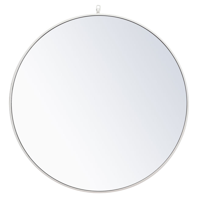 MR4061WH Rowan 36" x 36" Metal Framed Round Mirror with Decorative Hook in White