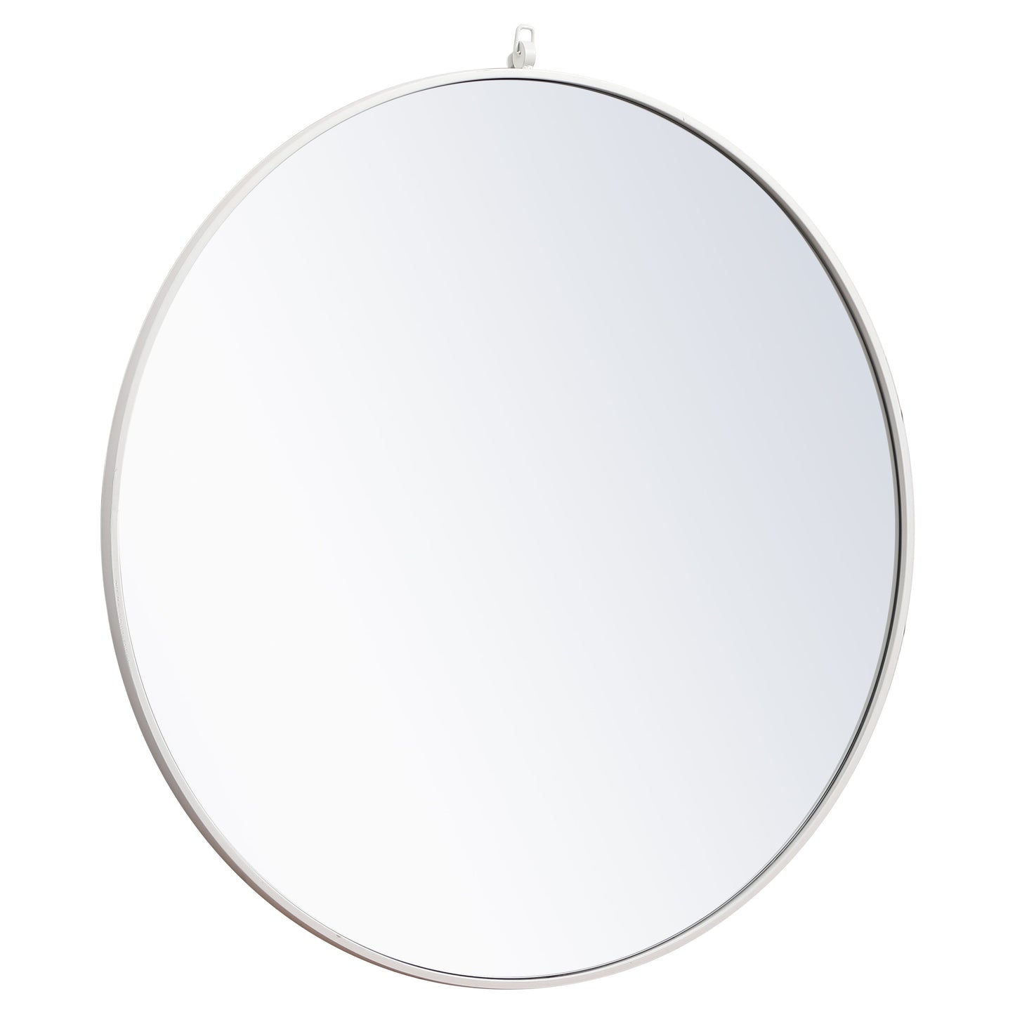 MR4061WH Rowan 36" x 36" Metal Framed Round Mirror with Decorative Hook in White