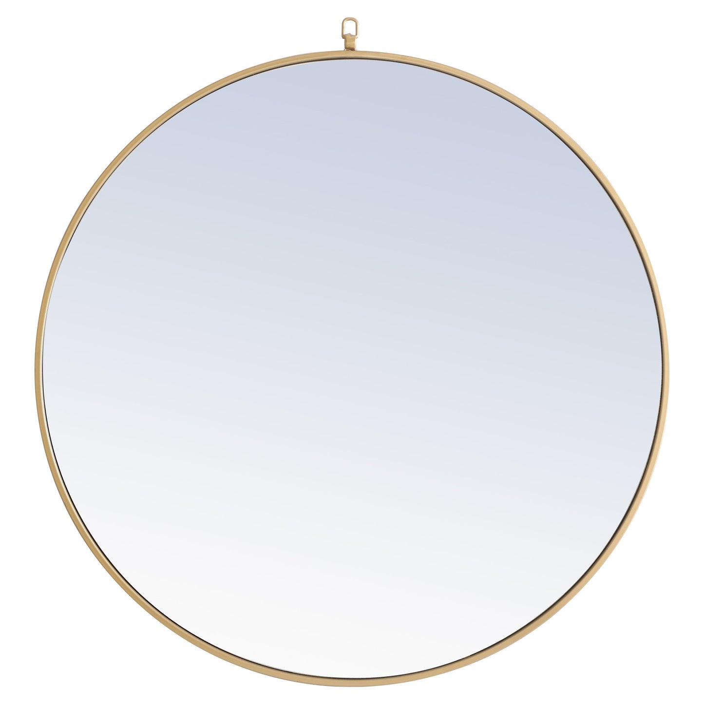 MR4062BR Rowan 36" x 36" Metal Framed Round Mirror with Decorative Hook in Brass