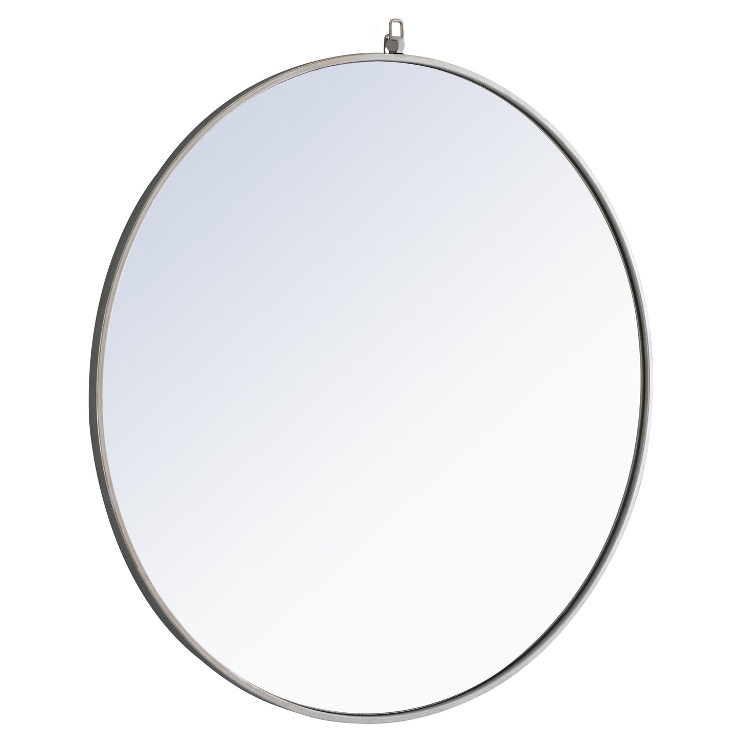 MR4063S Rowan 36" x 36" Metal Framed Round Mirror with Decorative Hook in Silver
