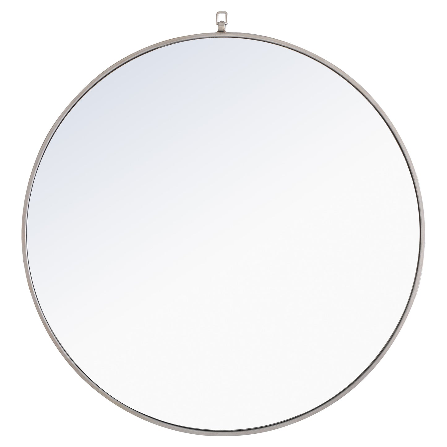 MR4063S Rowan 36" x 36" Metal Framed Round Mirror with Decorative Hook in Silver