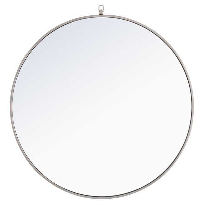 MR4063S Rowan 36" x 36" Metal Framed Round Mirror with Decorative Hook in Silver