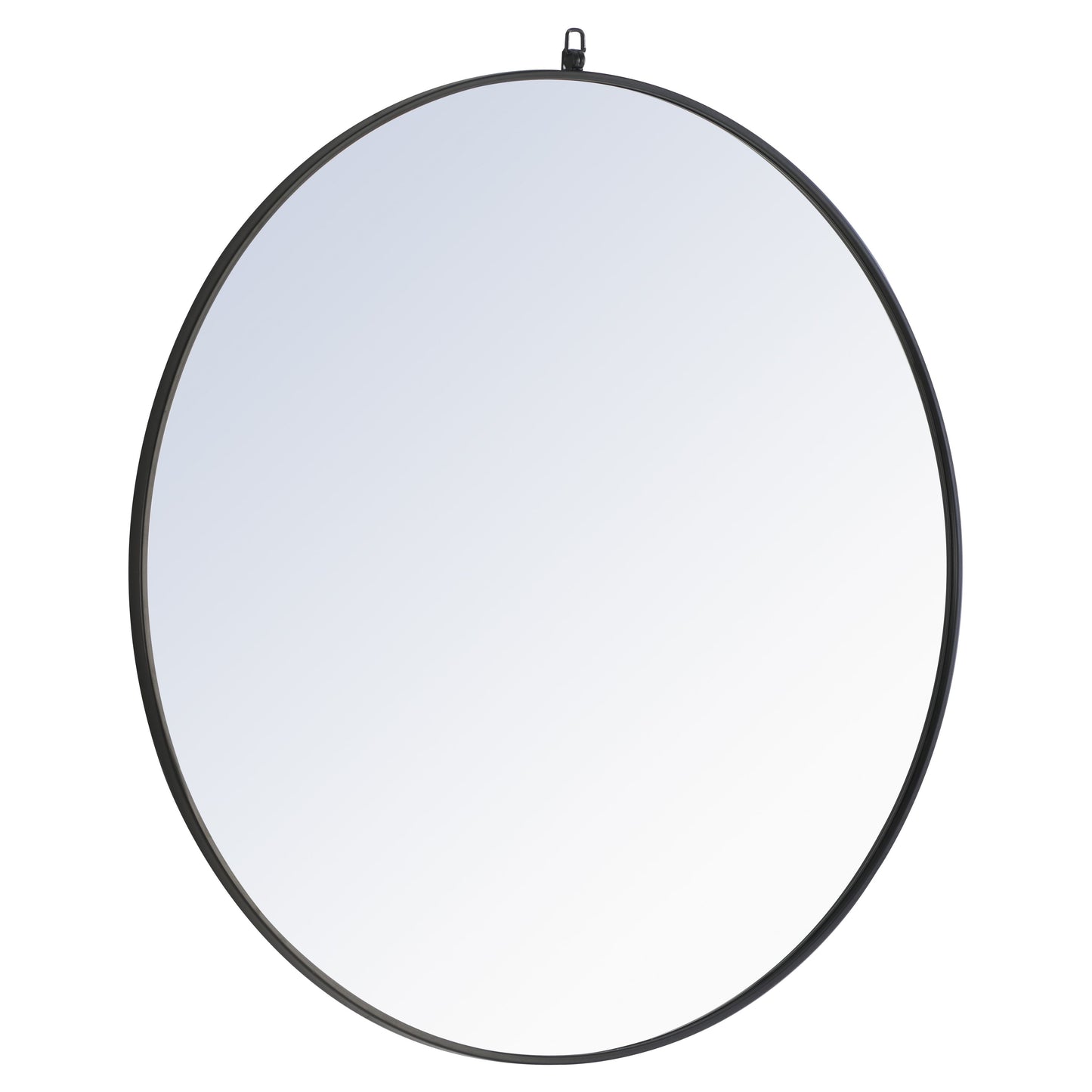 MR4064BK Rowan 42" x 42" Metal Framed Round Mirror with Decorative Hook in Black