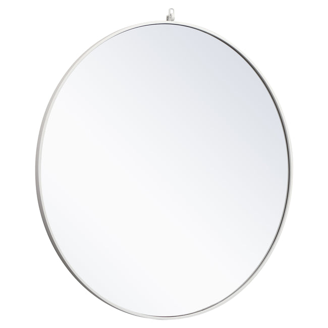 MR4064WH Rowan 42" x 42" Metal Framed Round Mirror with Decorative Hook in White