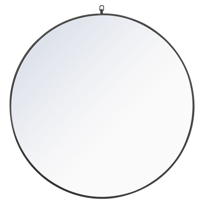 MR4064BK Rowan 42" x 42" Metal Framed Round Mirror with Decorative Hook in Black