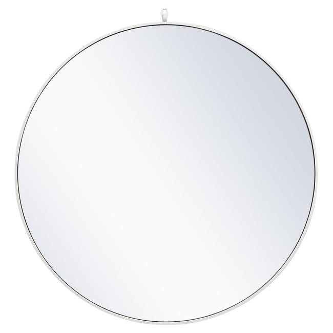 MR4064WH Rowan 42" x 42" Metal Framed Round Mirror with Decorative Hook in White