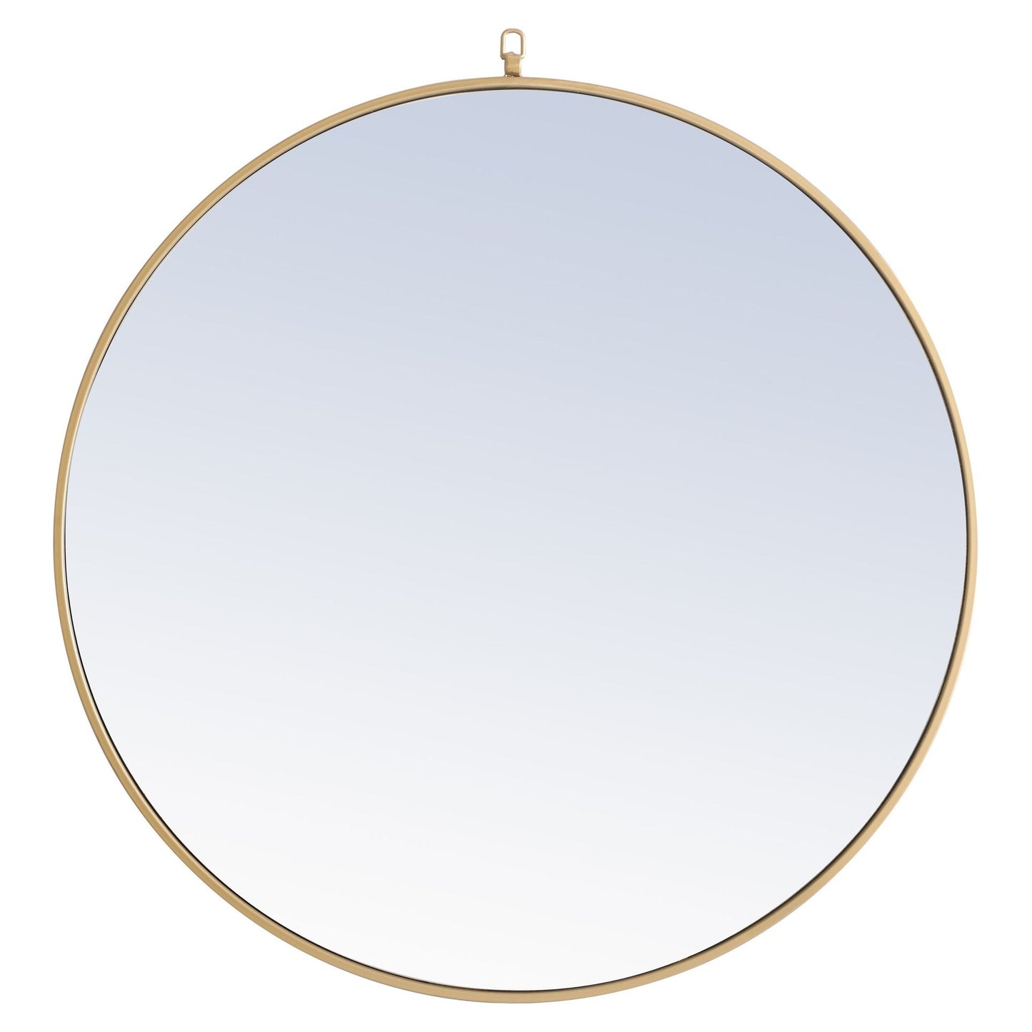 MR4065BR Rowan 42" x 42" Metal Framed Round Mirror with Decorative Hook in Brass