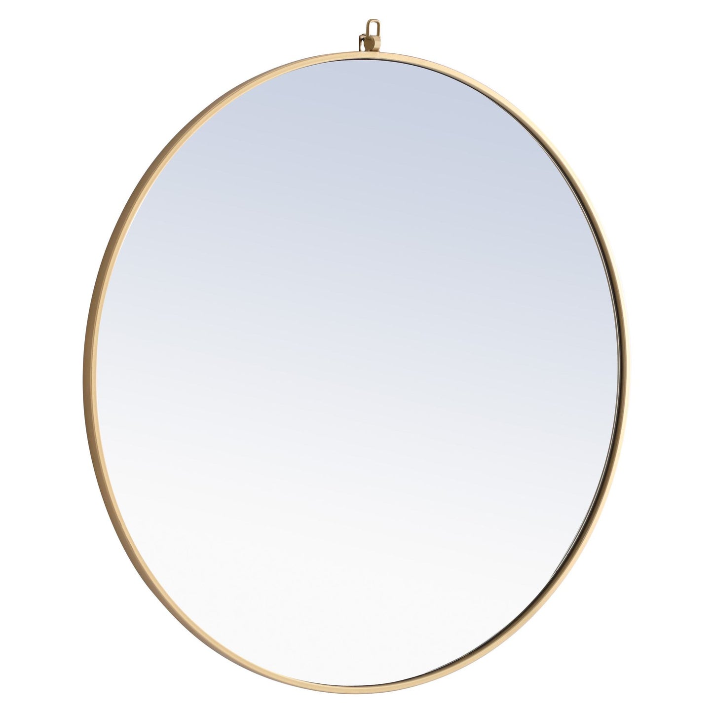 MR4065BR Rowan 42" x 42" Metal Framed Round Mirror with Decorative Hook in Brass