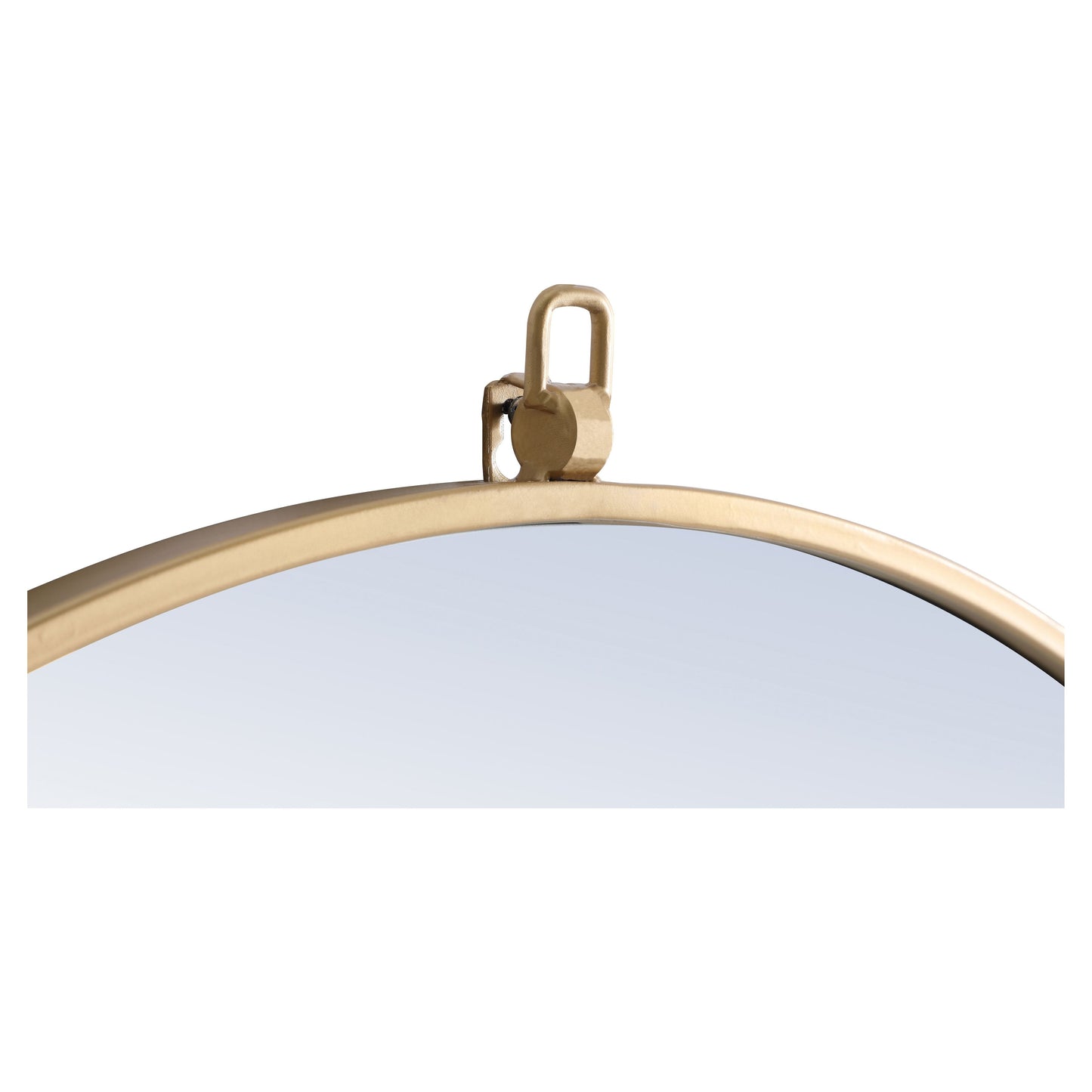 MR4065BR Rowan 42" x 42" Metal Framed Round Mirror with Decorative Hook in Brass