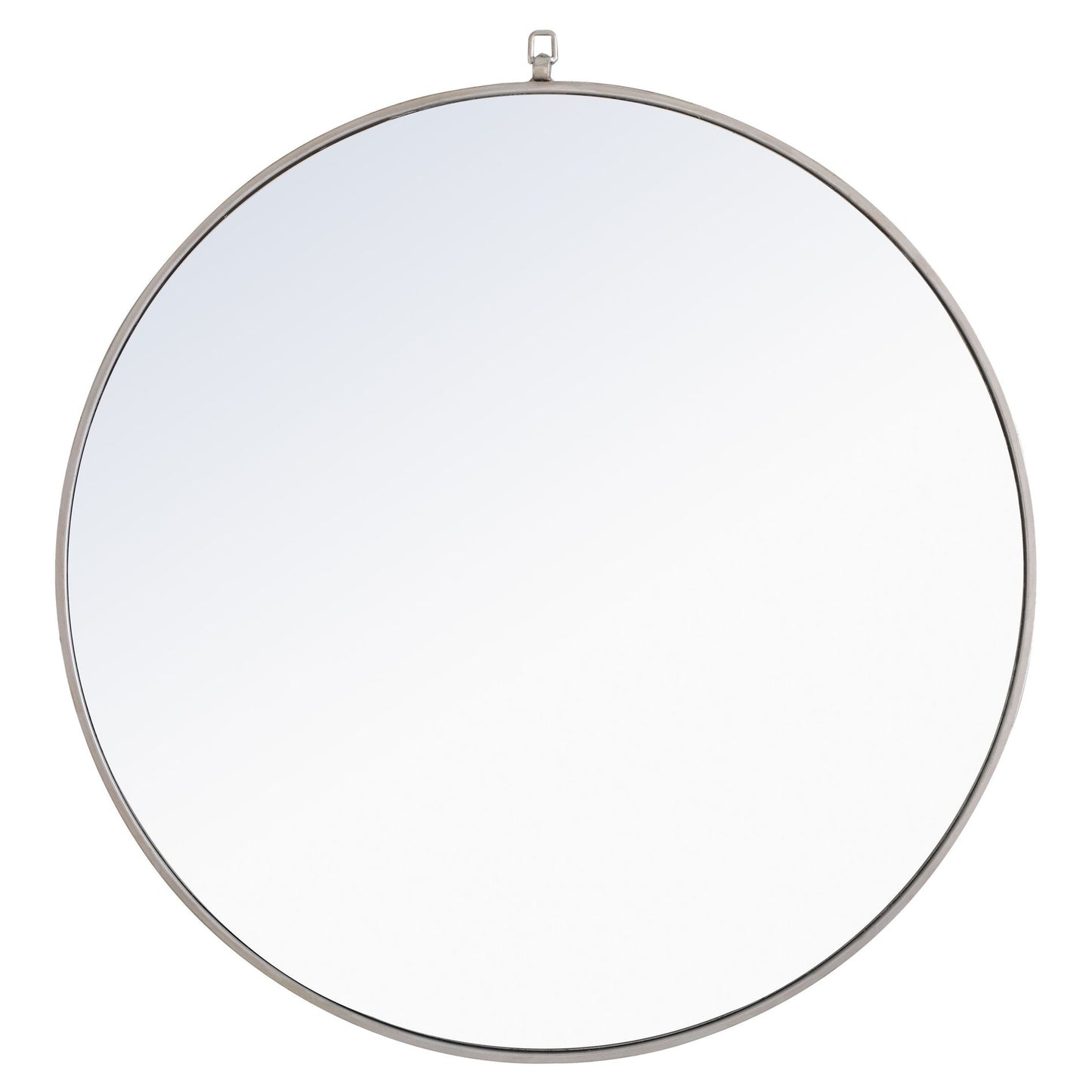 MR4066S Rowan 42" x 42" Metal Framed Round Mirror with Decorative Hook in Silver