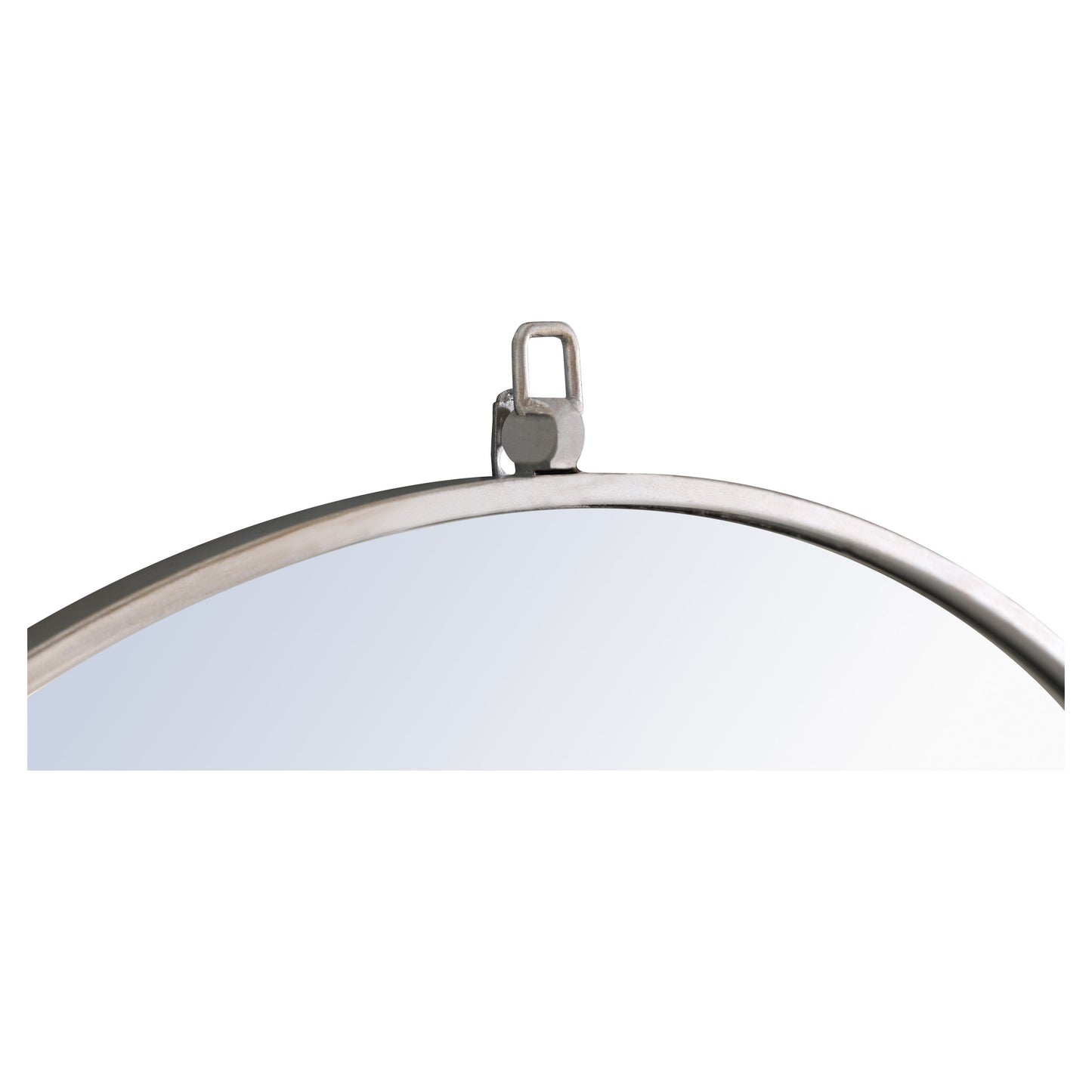 MR4066S Rowan 42" x 42" Metal Framed Round Mirror with Decorative Hook in Silver