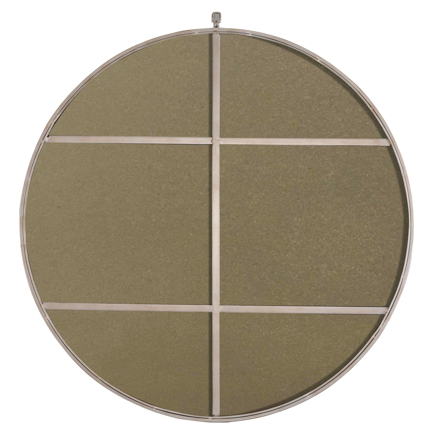 MR4066S Rowan 42" x 42" Metal Framed Round Mirror with Decorative Hook in Silver