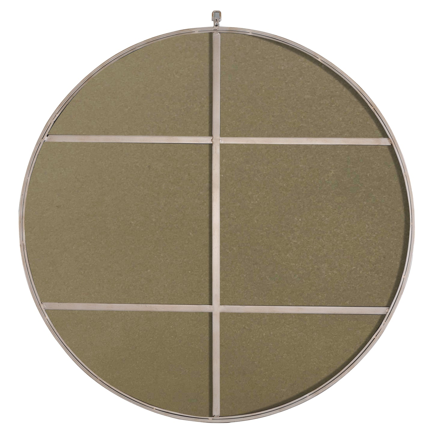 MR4066S Rowan 42" x 42" Metal Framed Round Mirror with Decorative Hook in Silver