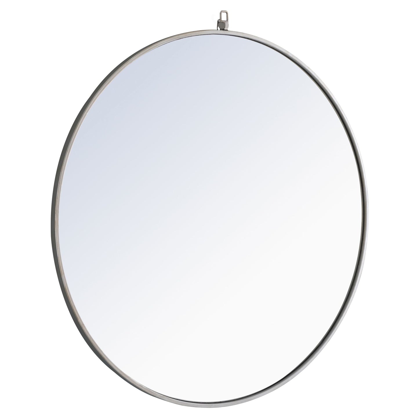 MR4066S Rowan 42" x 42" Metal Framed Round Mirror with Decorative Hook in Silver