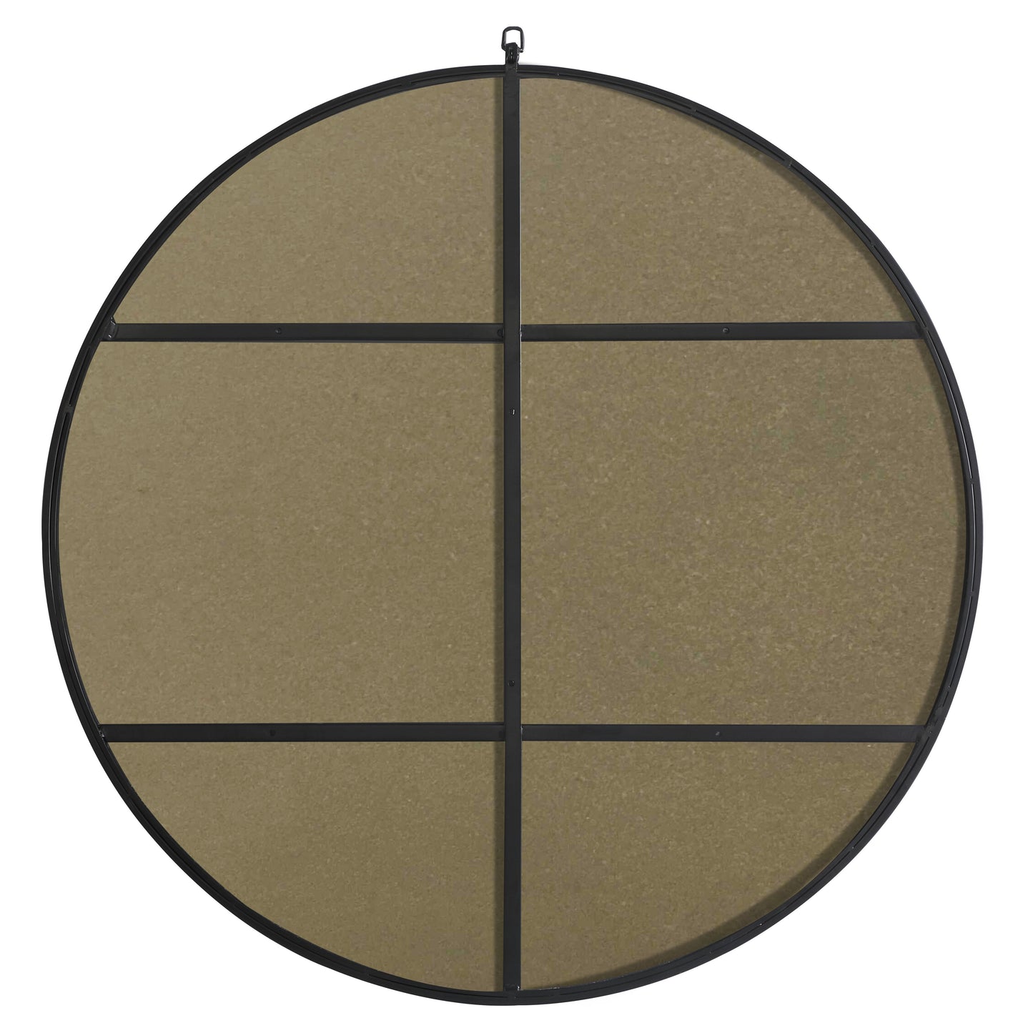 MR4067BK Rowan 48" x 48" Metal Framed Round Mirror with Decorative Hook in Black