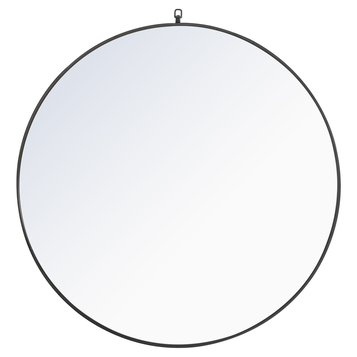 MR4067BK Rowan 48" x 48" Metal Framed Round Mirror with Decorative Hook in Black