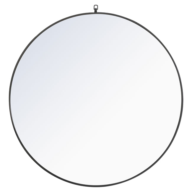 MR4067BK Rowan 48" x 48" Metal Framed Round Mirror with Decorative Hook in Black