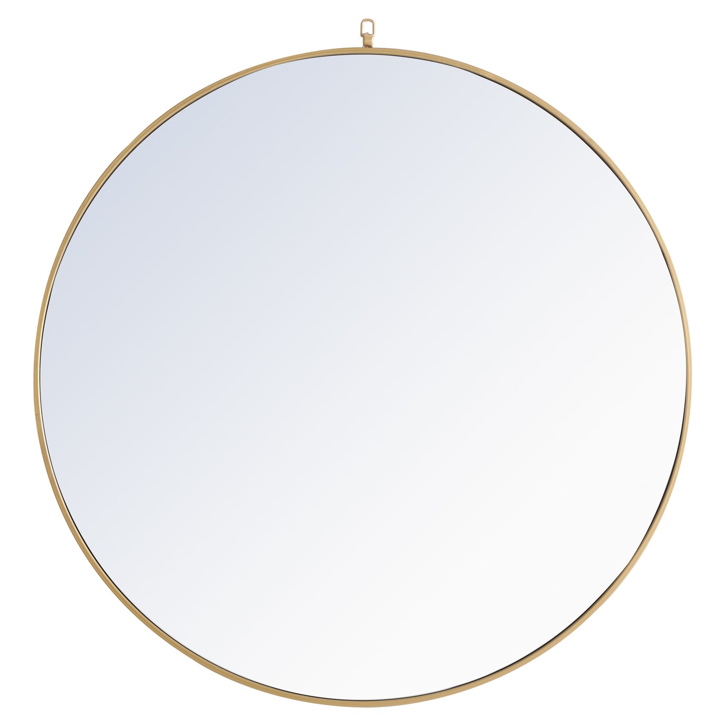 MR4068BR Rowan 48" x 48" Metal Framed Round Mirror with Decorative Hook in Brass