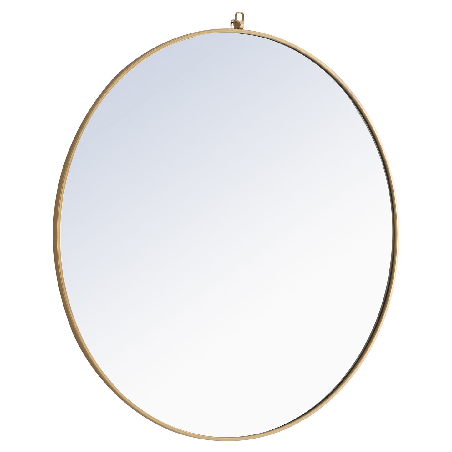 MR4068BR Rowan 48" x 48" Metal Framed Round Mirror with Decorative Hook in Brass