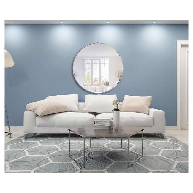 MR4069S Rowan 48" x 48" Metal Framed Round Mirror with Decorative Hook in Silver