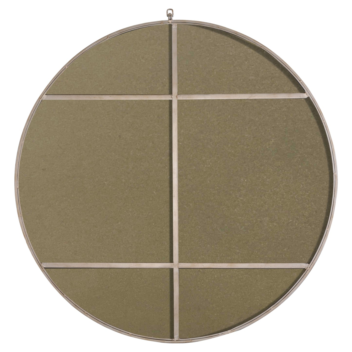 MR4069S Rowan 48" x 48" Metal Framed Round Mirror with Decorative Hook in Silver