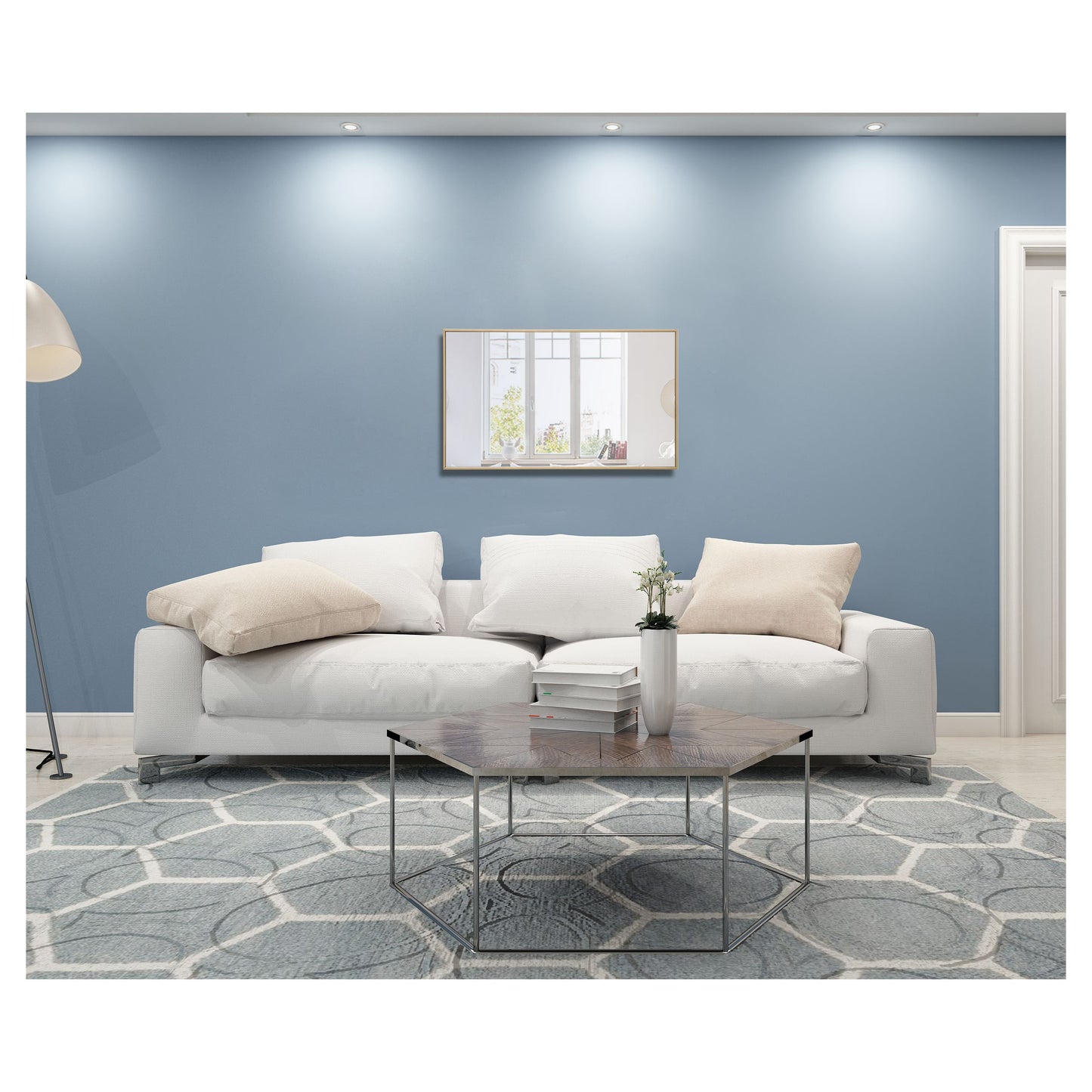 MR4075BR Monet 24" x 40" Metal Framed Rectangular Mirror in Brass