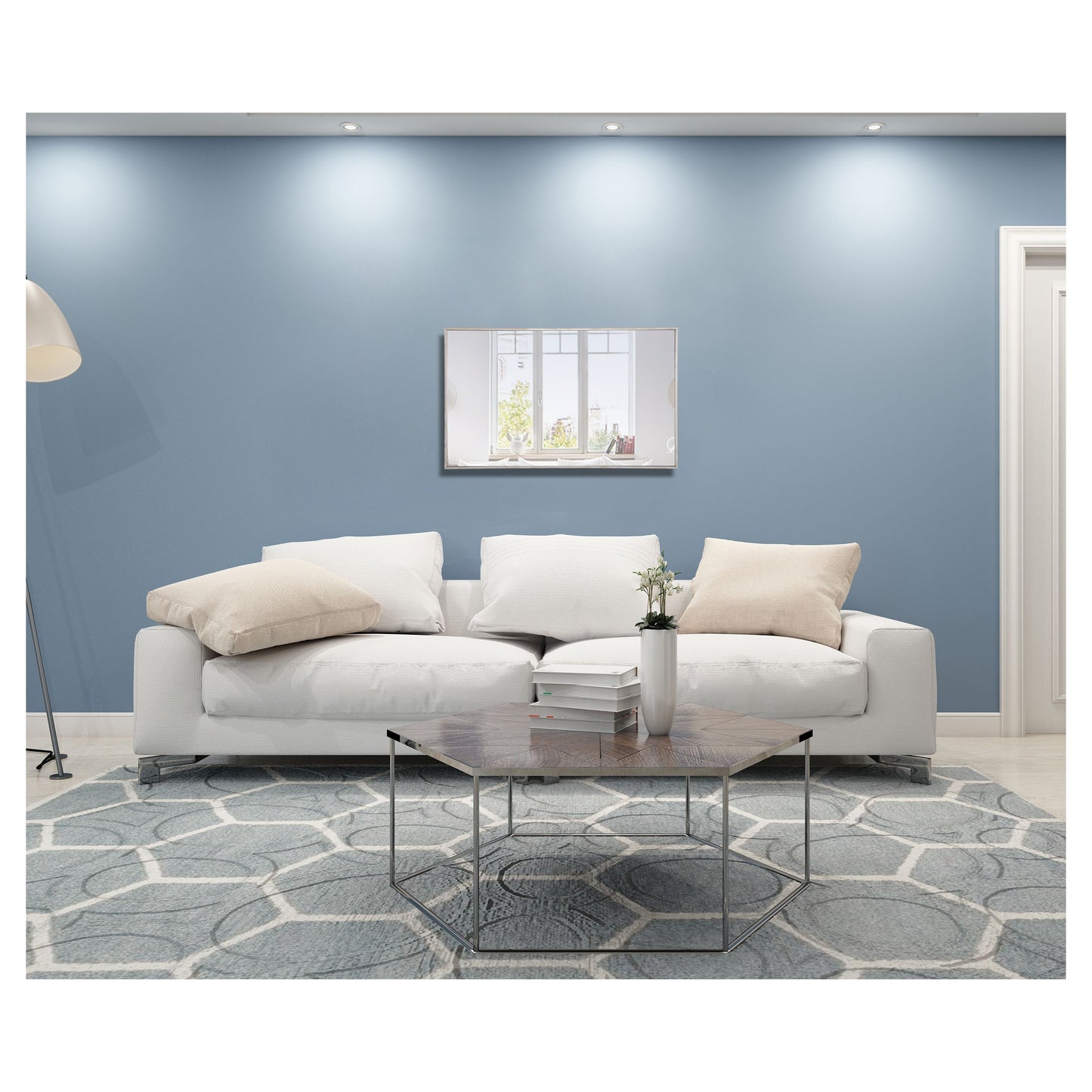 MR4076S Monet 24" x 40" Metal Framed Rectangular Mirror in Silver