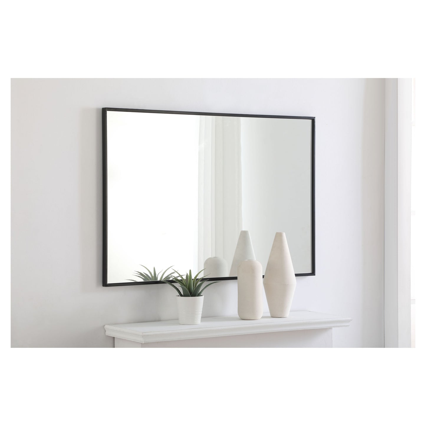 MR4077BK Monet 28" x 42" Metal Framed Rectangular Mirror in Black
