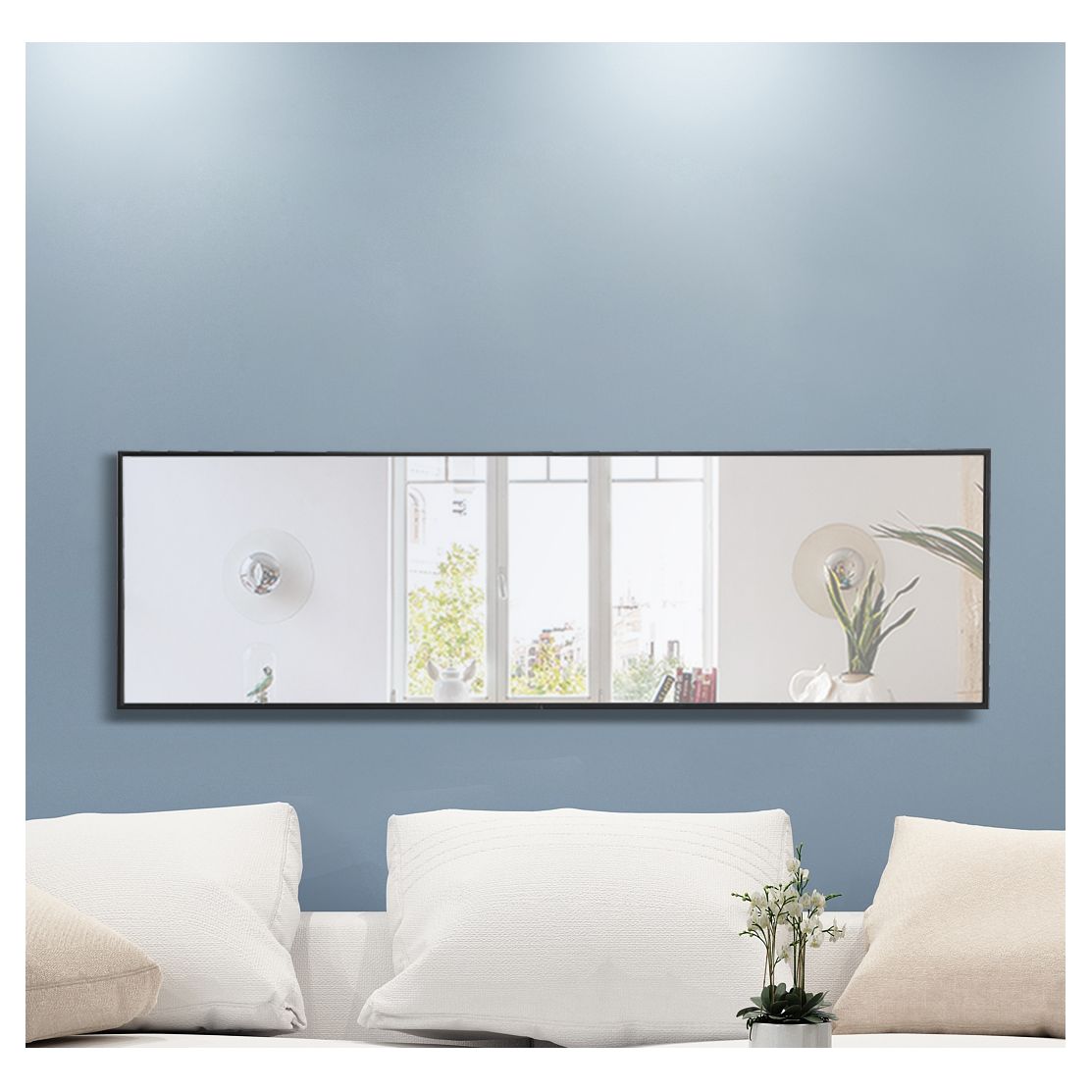 MR4081BK Monet 18" x 60" Metal Framed Rectangular Mirror in Black