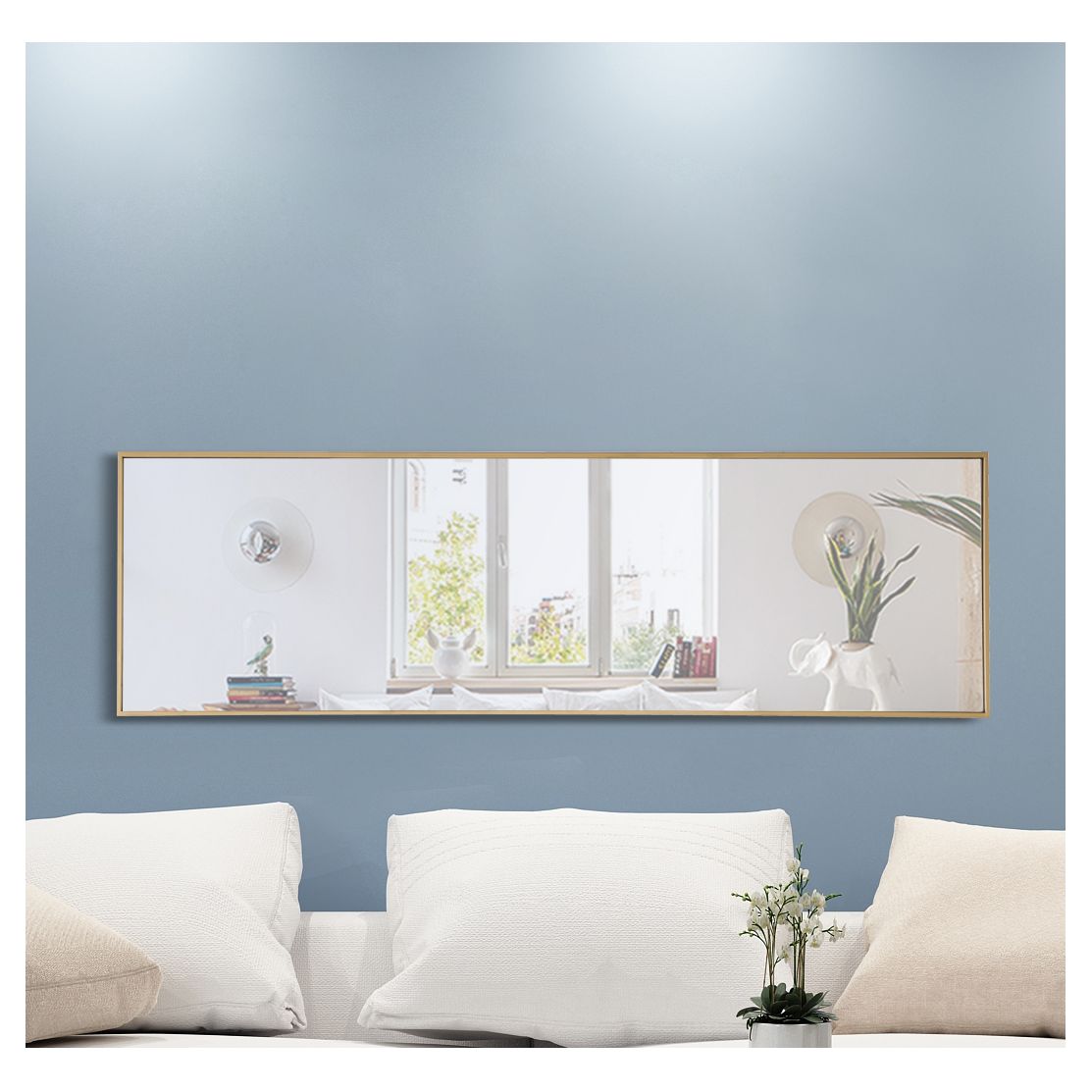 MR4082BR Monet 18" x 60" Metal Framed Rectangular Mirror in Brass