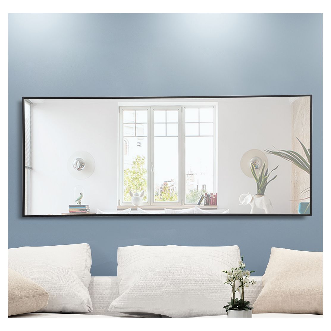 MR4084BK Monet 30" x 72" Metal Framed Rectangular Mirror in Black