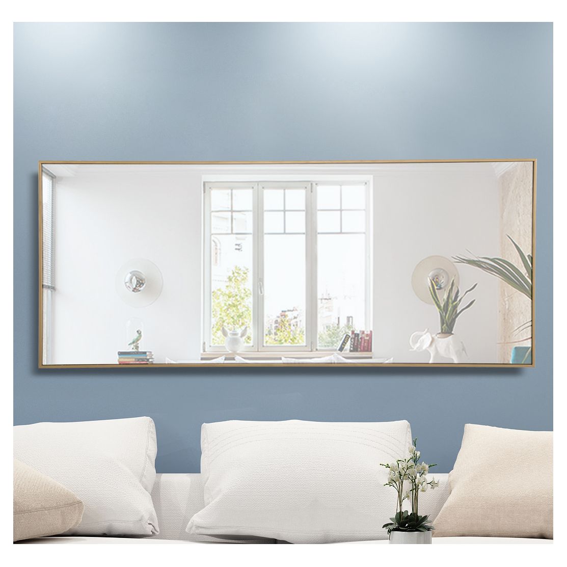 MR4085BR Monet 30" x 72" Metal Framed Rectangular Mirror in Brass