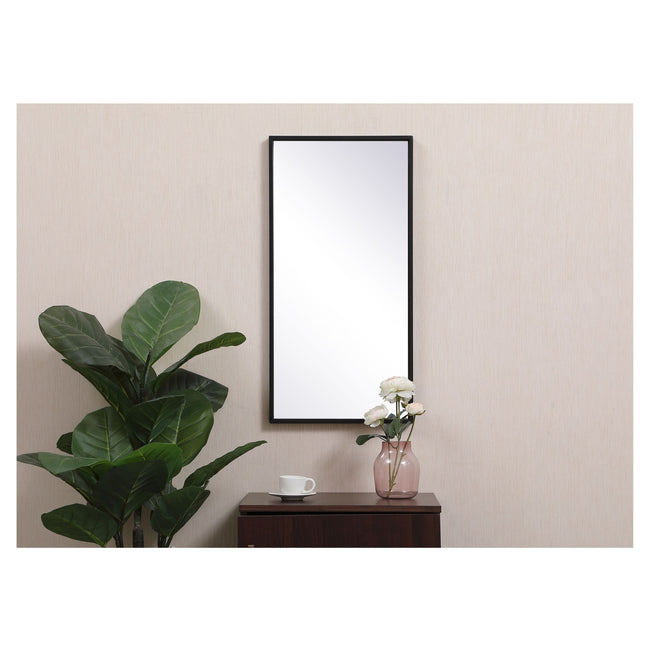 MR41428BK Monet 28" x 14" Metal Framed Rectangular Mirror in Black