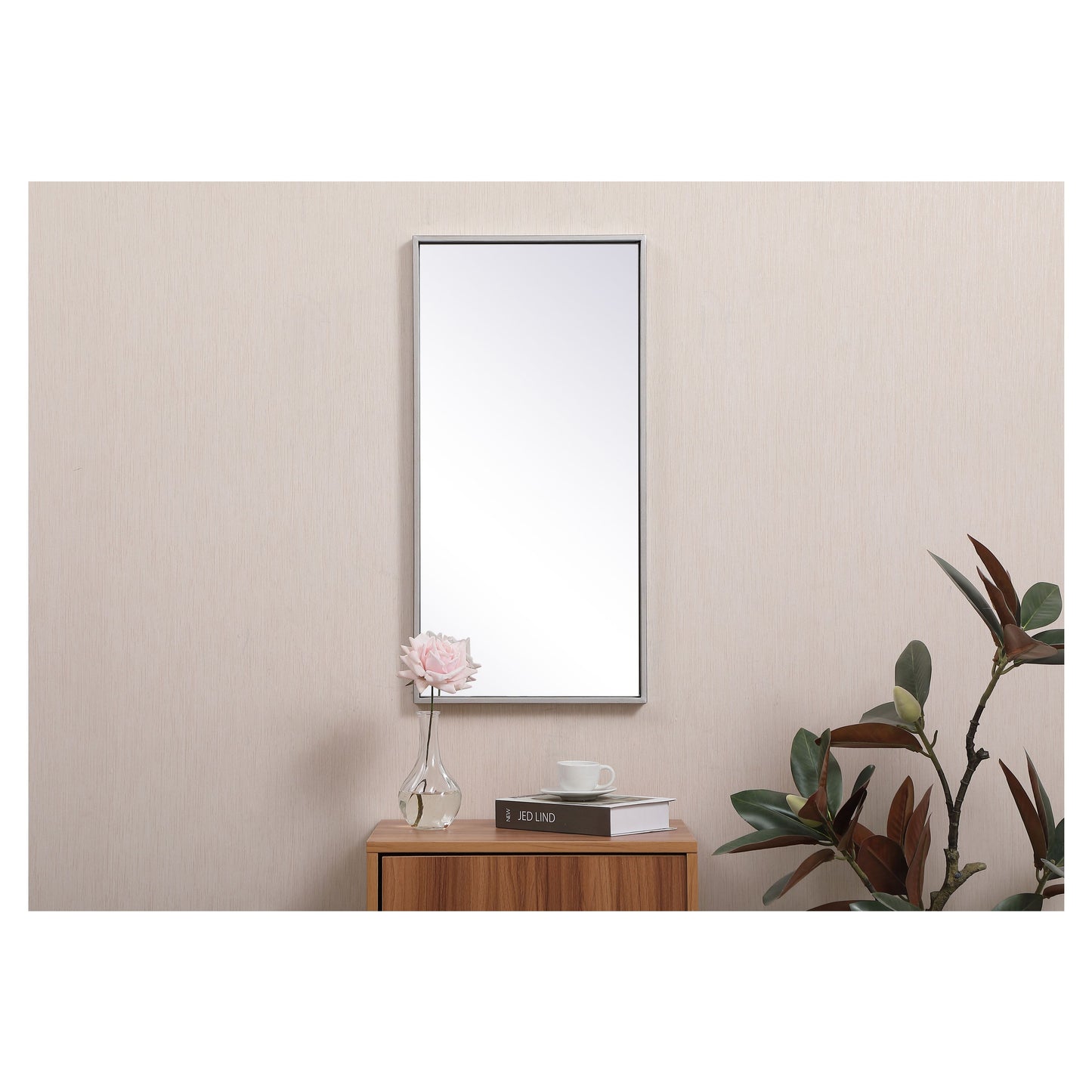 MR41428S Monet 28" x 14" Metal Framed Rectangular Mirror in Silver
