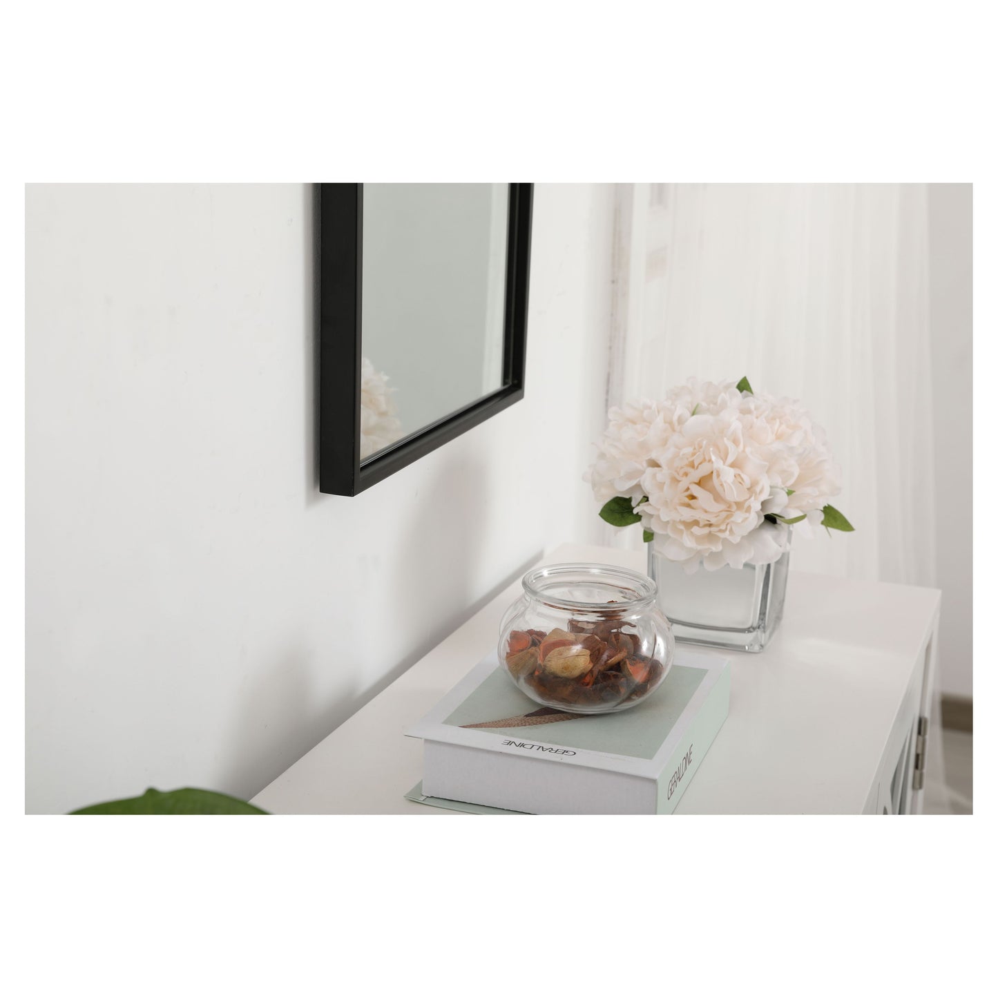 MR41436BK Monet 14" x 36" Metal Framed Rectangular Mirror in Black