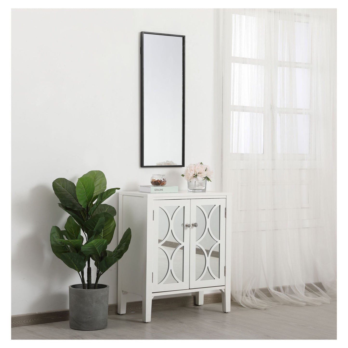 MR41436BK Monet 14" x 36" Metal Framed Rectangular Mirror in Black