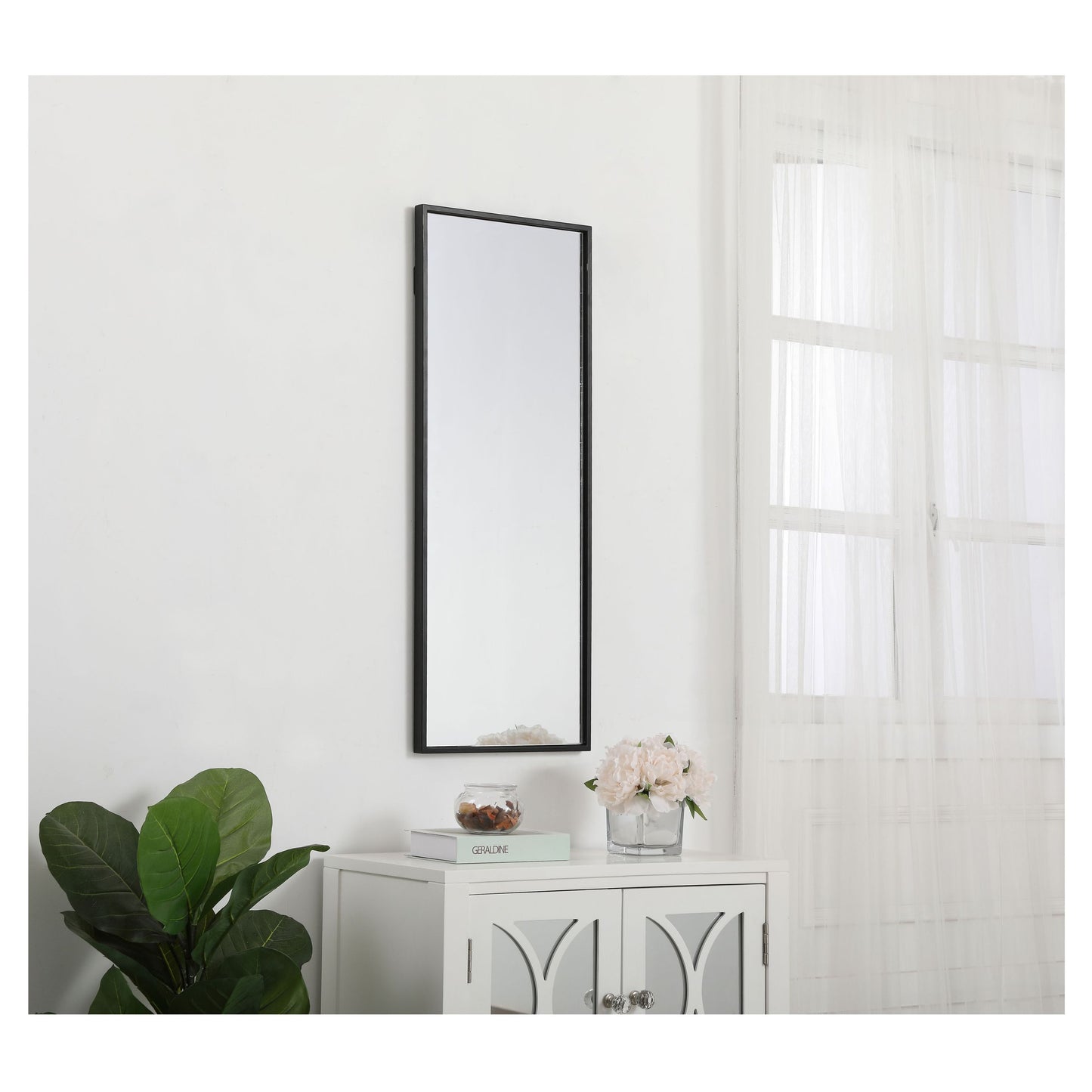 MR41436BK Monet 14" x 36" Metal Framed Rectangular Mirror in Black