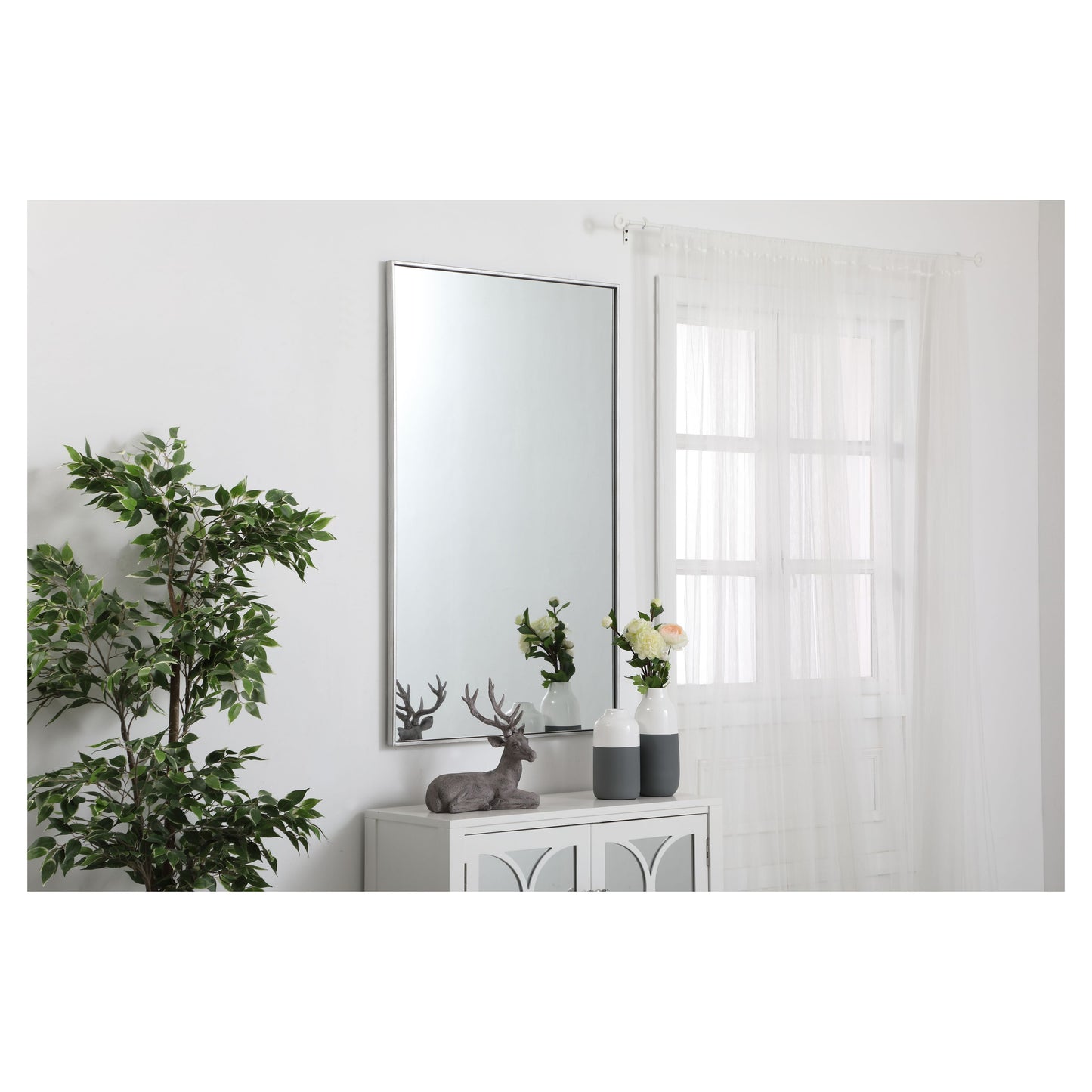 MR43048S Monet 30" x 48" Metal Framed Rectangular Mirror in Silver