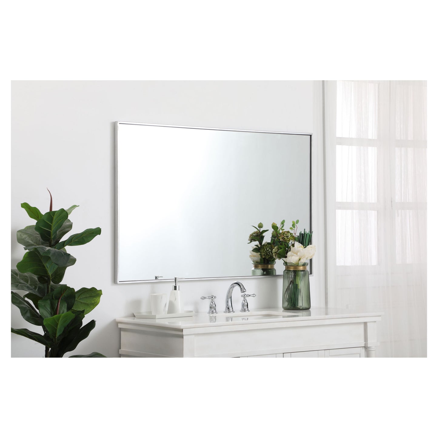 MR43048S Monet 30" x 48" Metal Framed Rectangular Mirror in Silver