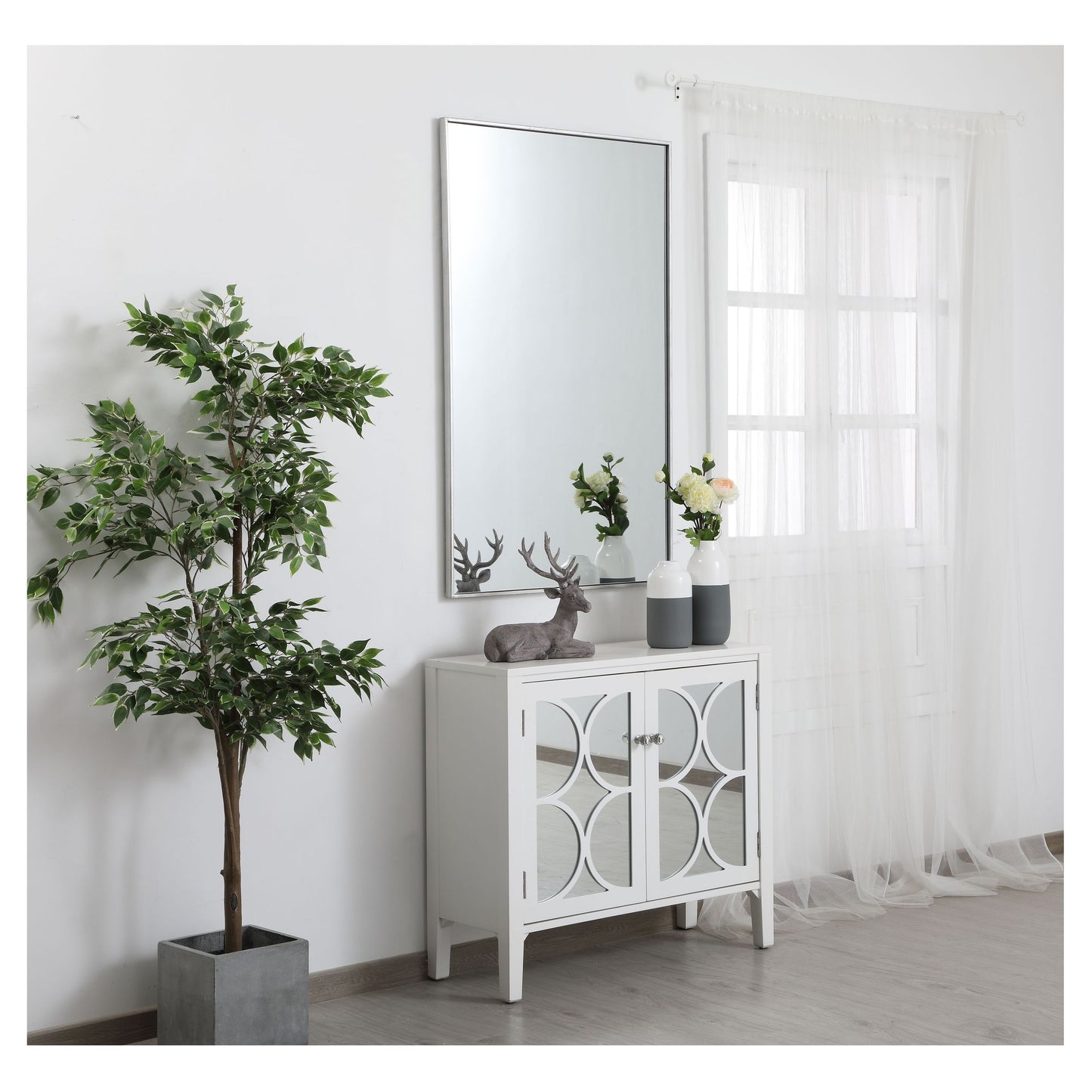 MR43048S Monet 30" x 48" Metal Framed Rectangular Mirror in Silver