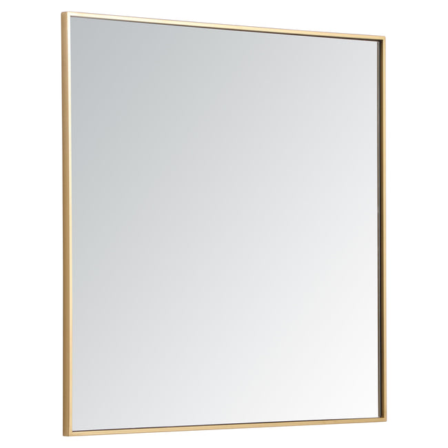 MR43636BR Monet 36" x 36" Metal Framed Square Mirror in Brass