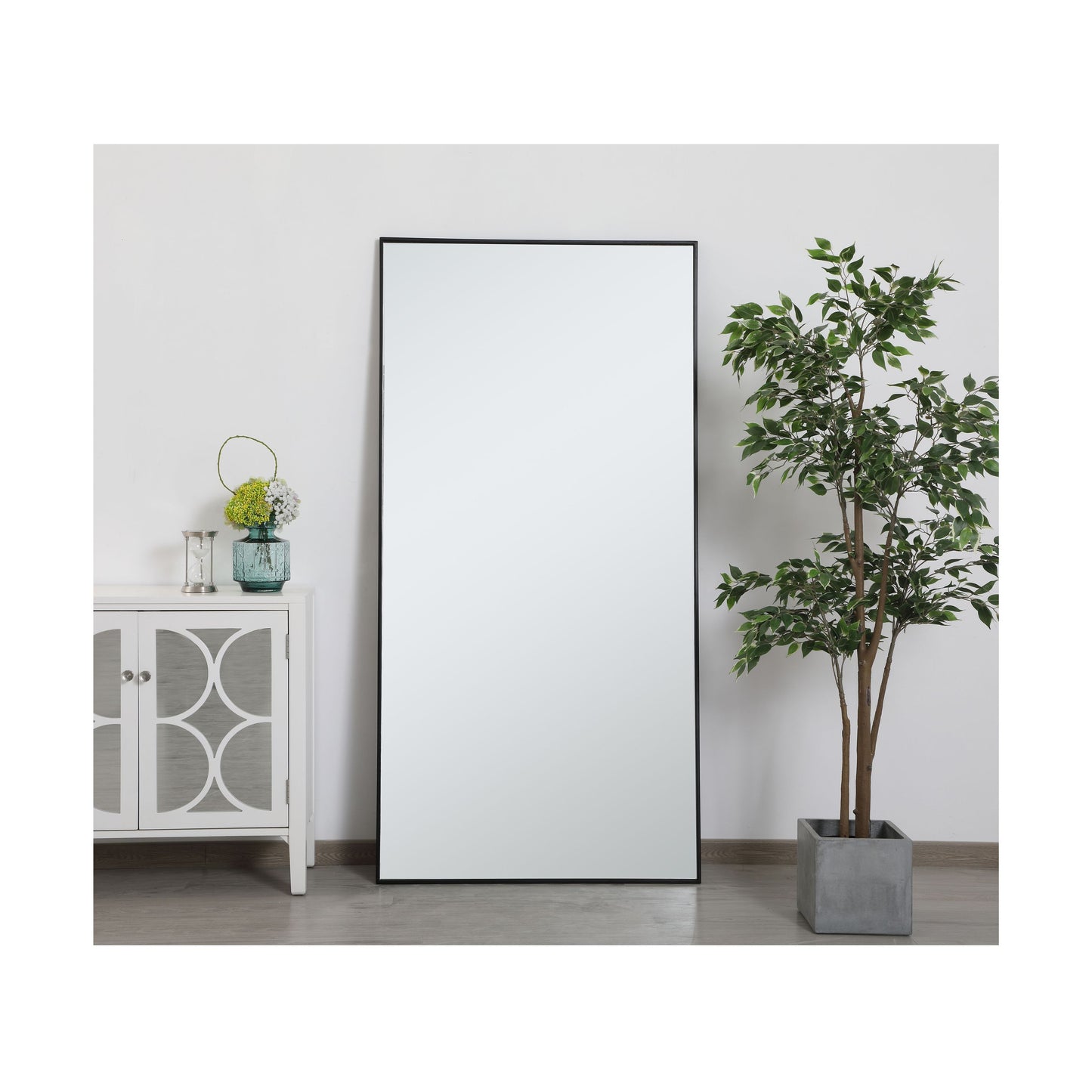 MR43672BK Monet 36" x 72" Metal Framed Rectangular Mirror in Black