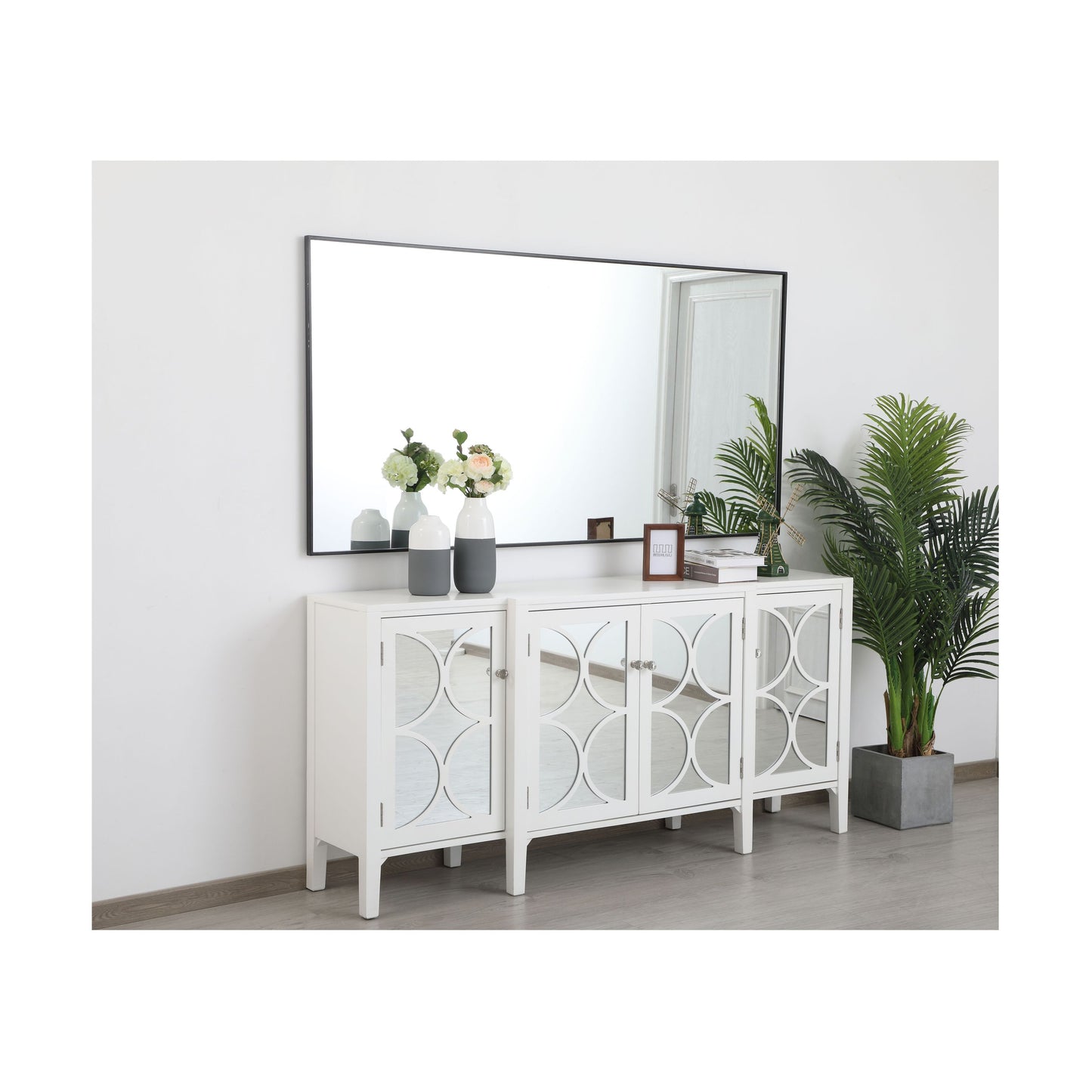 MR43672BK Monet 36" x 72" Metal Framed Rectangular Mirror in Black