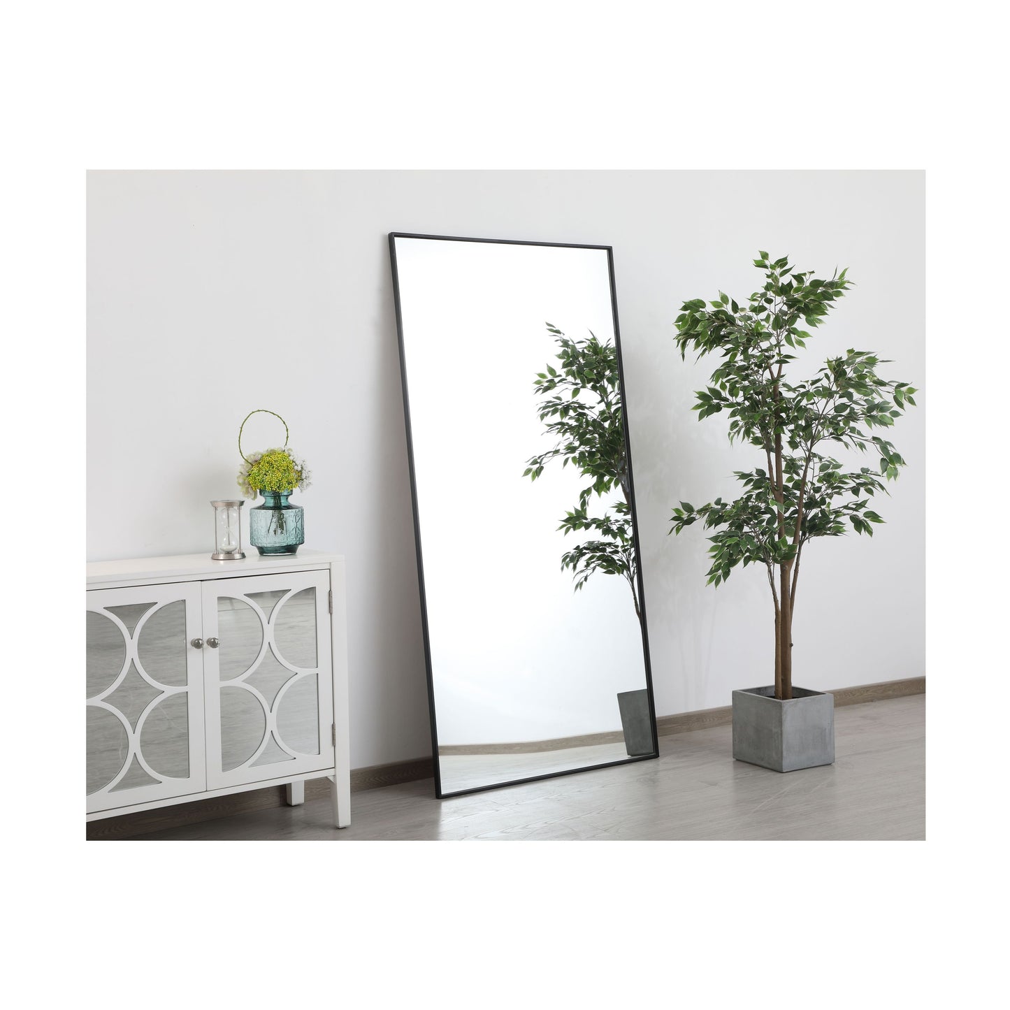 MR43672BK Monet 36" x 72" Metal Framed Rectangular Mirror in Black
