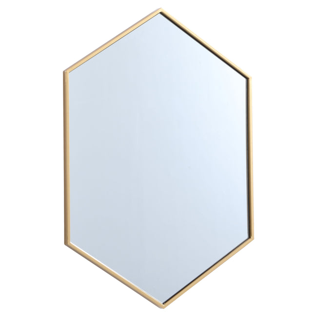 MR4424BR Decker 24" x 34" Metal Framed Hexagon Mirror in Brass